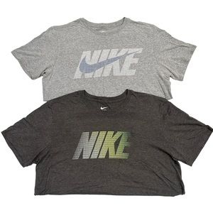 LOT of 2 NIKE Athletic Cut Gray T-Shirts - L
